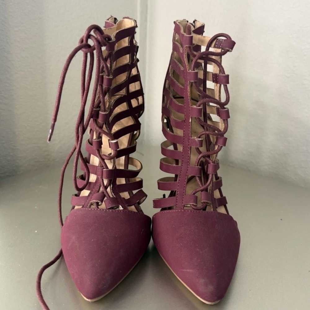Charlotte Russe Maroon Strappy Heels